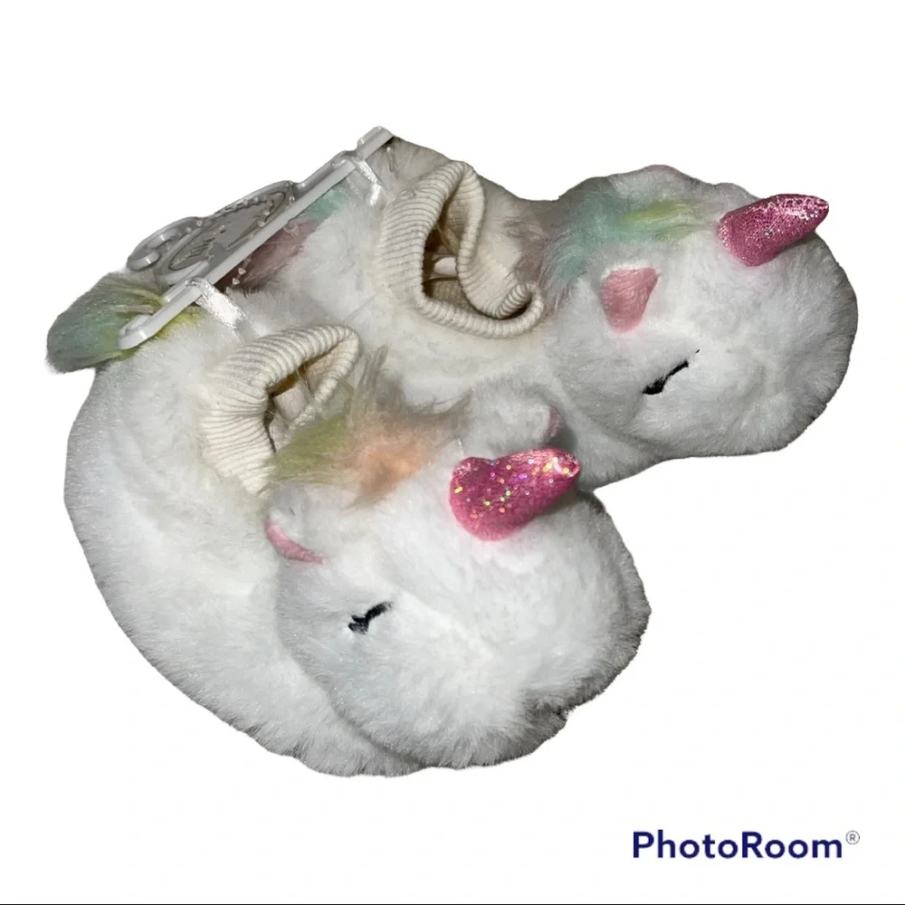 Little Me Baby Girl Unicorn Slippers | Rainbow Pastel | 0-6 Months NWT
